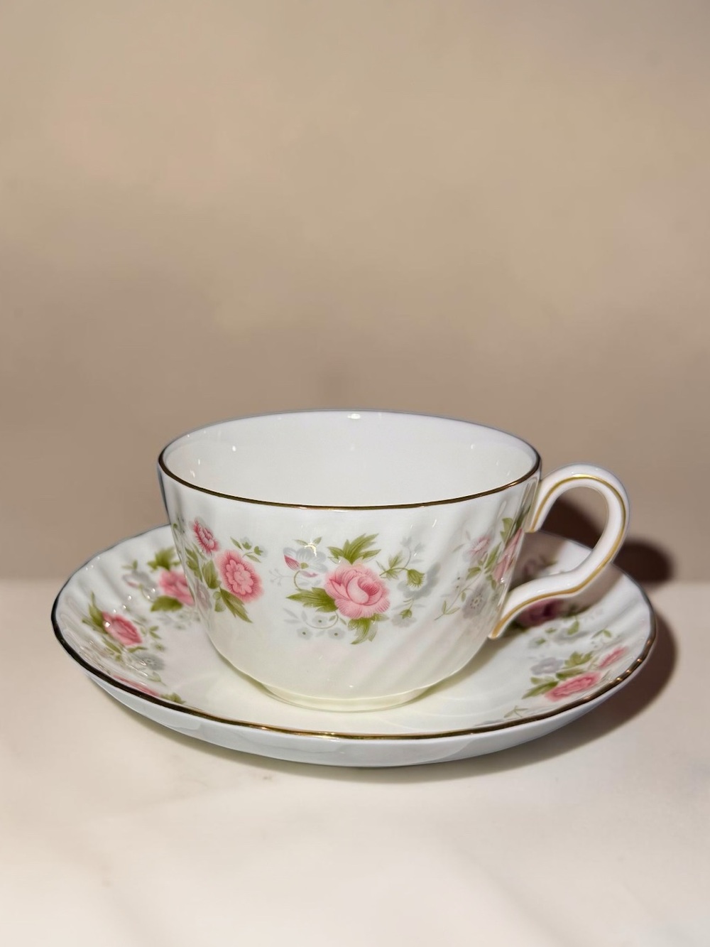 Vintage Minton “Spring Bouquet” Bone China Teacup & Saucer Made in England